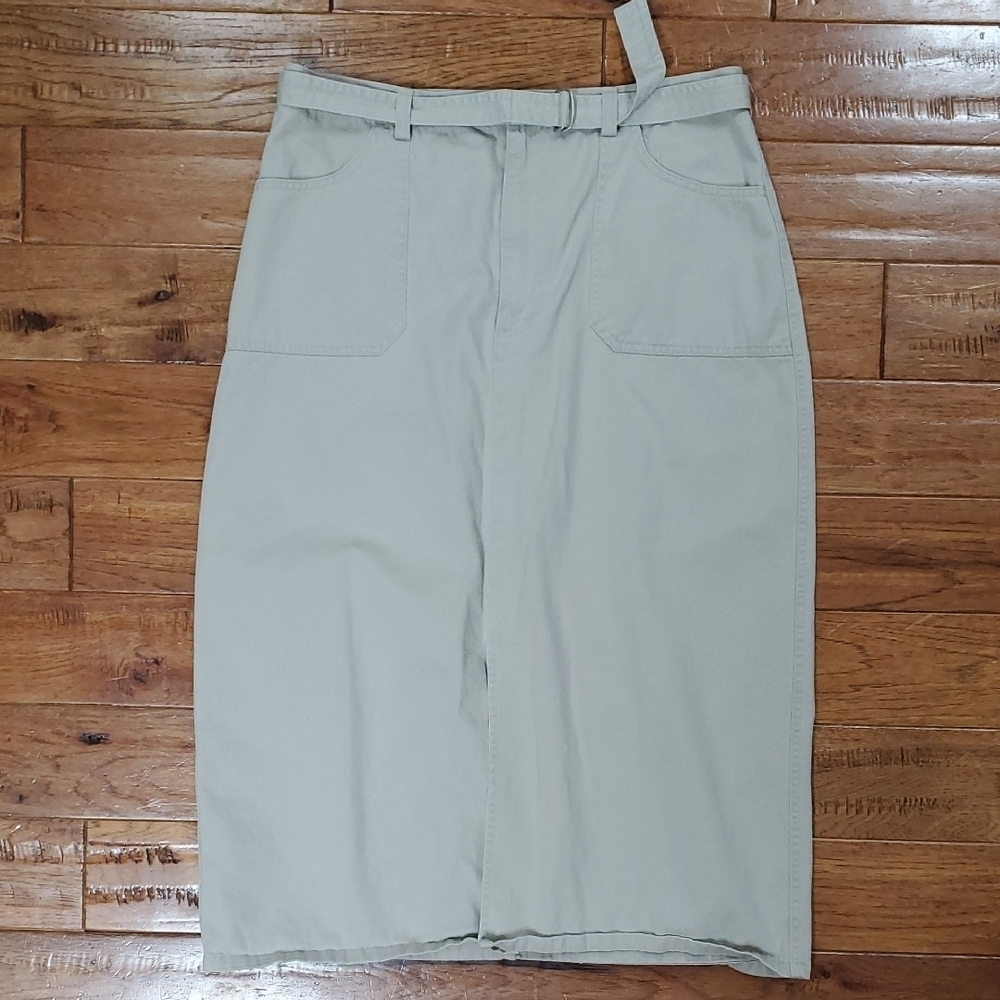 Gloria Vanderbilt Khaki Midi Skirt Y2K